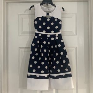 Bonnie Jean - navy and white polka dot dress - size 6X - NWOT